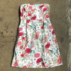 Strapless Floral Pattern Summer Dress